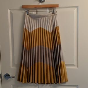 Zara XS yellow and grey midi skirt